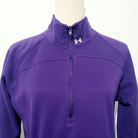 Under Armour ColdGear 1/2 Zip Women’s Large Mock Neck Purple Training Top Jacket - Picture 2 of 14